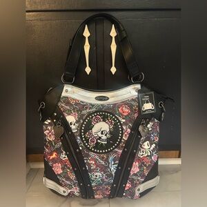 Ed Hardy Black and Floral Tote Bag